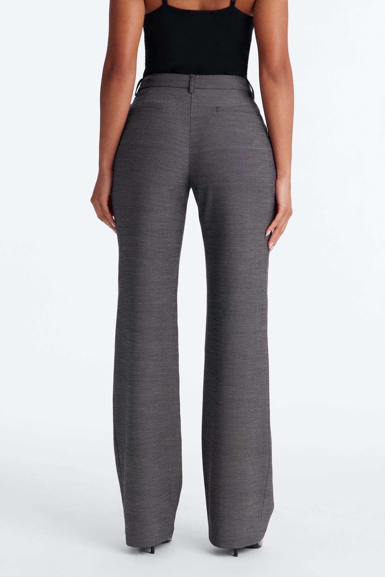 Stacy Low Rise Straight Leg Linen Trouser - Black