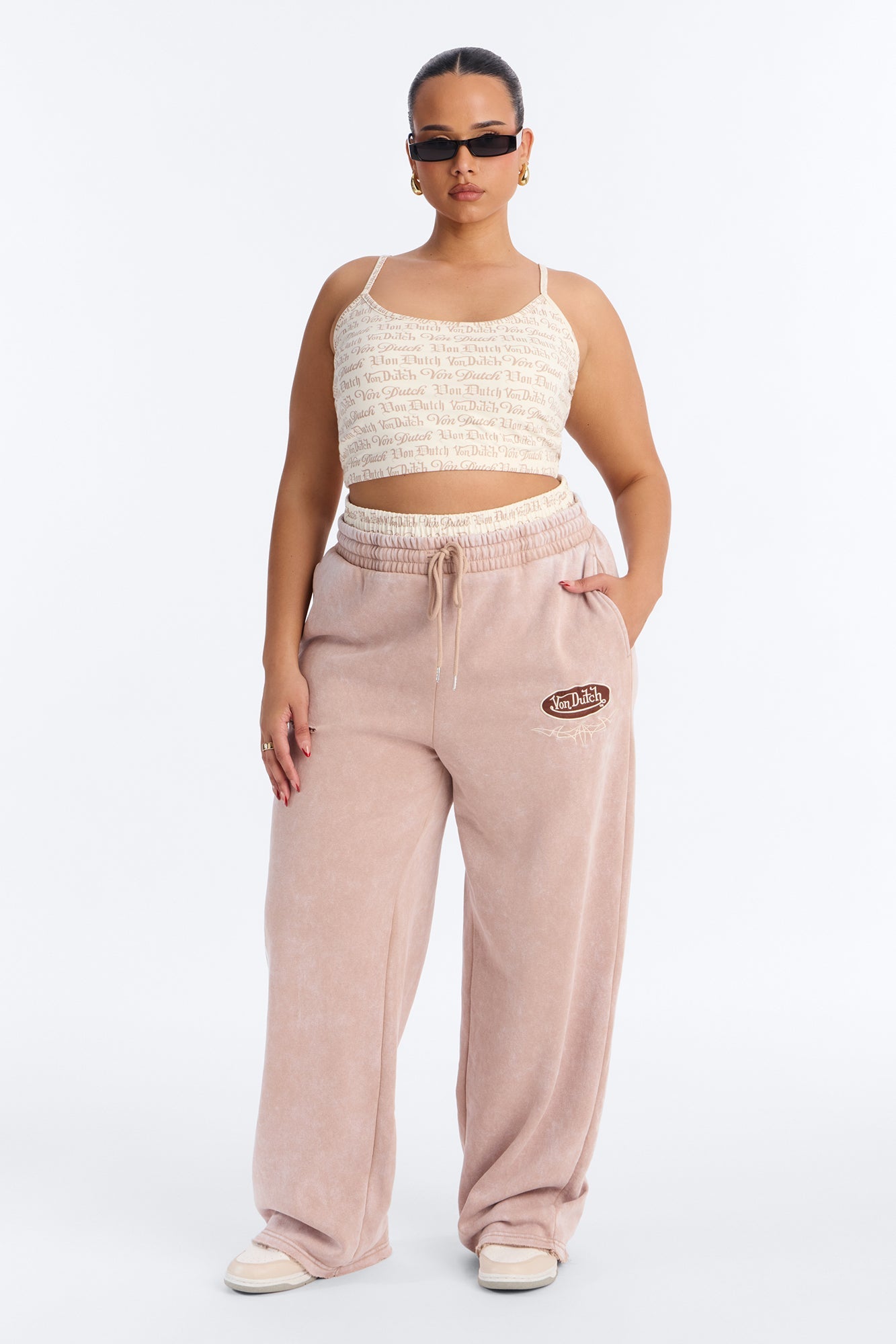 Von Dutch All Over Micro Tank - Taupe