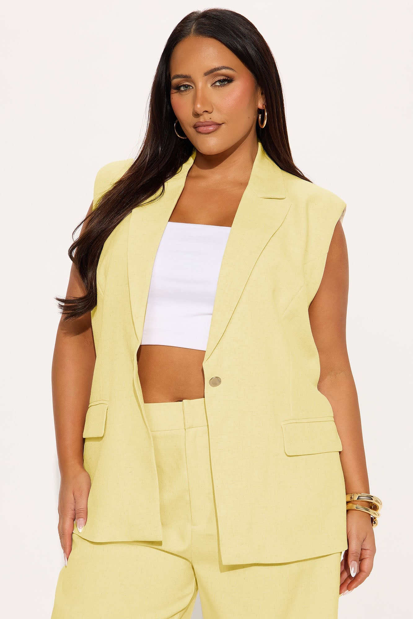 Paloma Linen Vest - Yellow