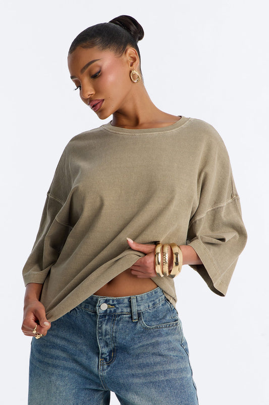 London Washed Oversized Short Sleeve T-Shirt - Mocha