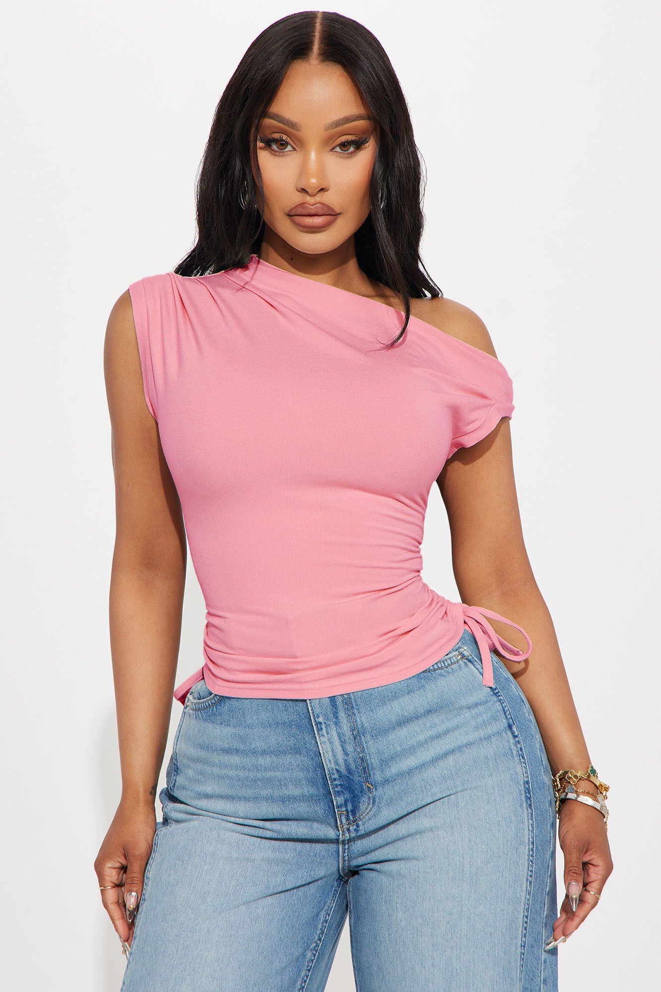 Vera One Shoulder Top - Pink