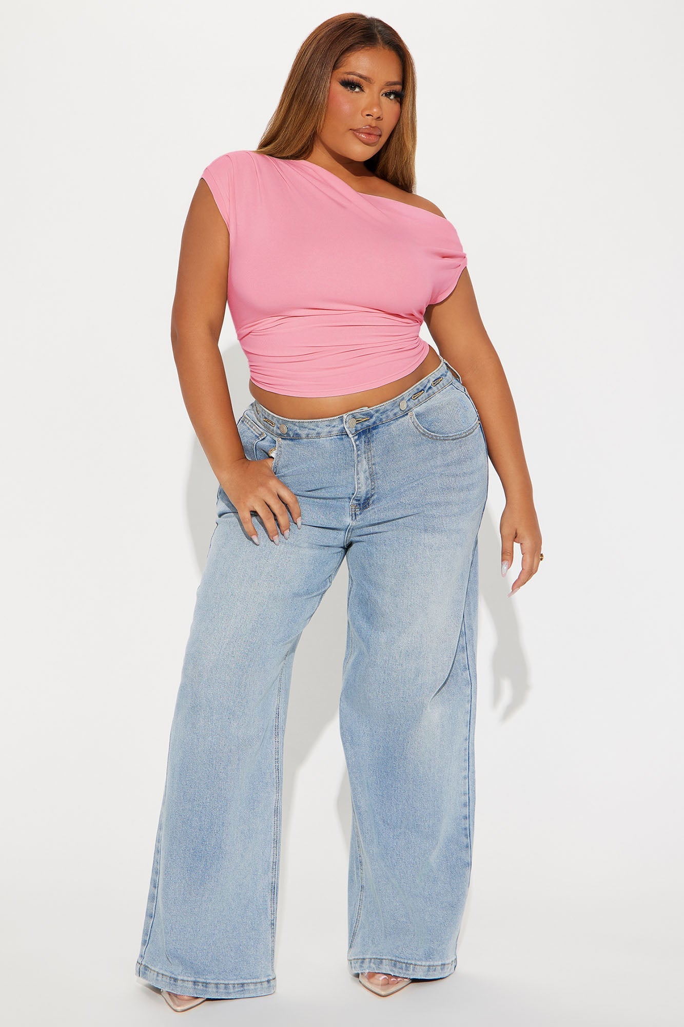 Vera One Shoulder Top - Pink