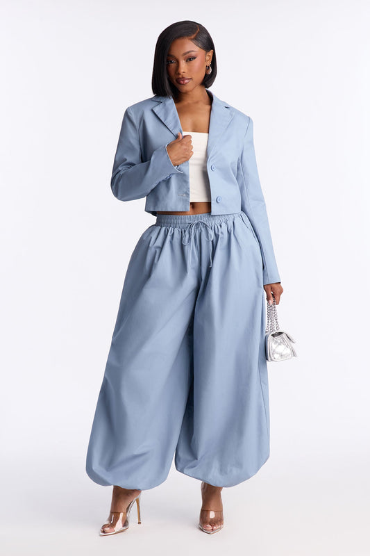 Hailey Blazer Balloon Pant Set - Blue Fashion Nova