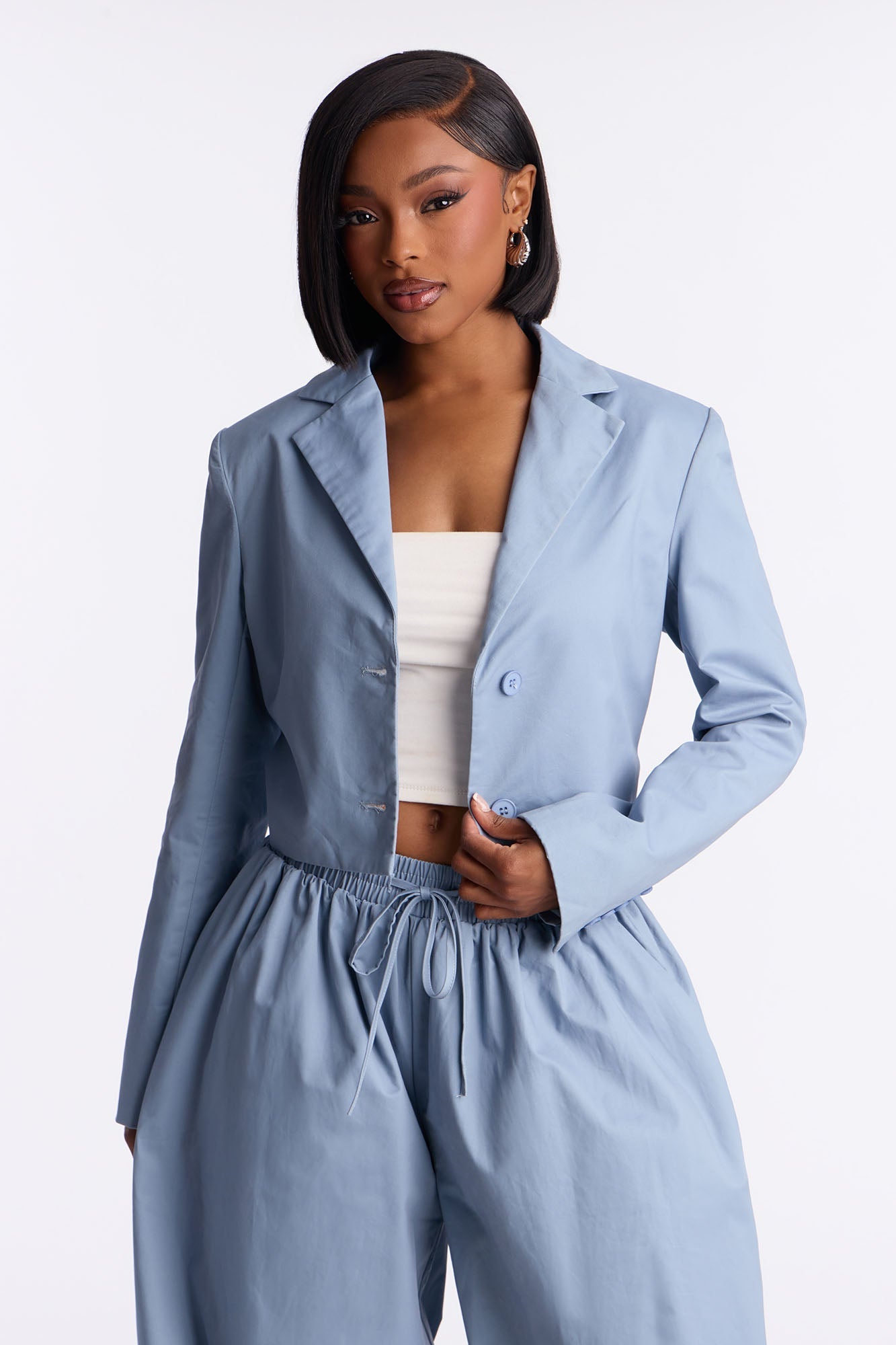 Hailey Blazer Balloon Pant Set - Blue Fashion Nova
